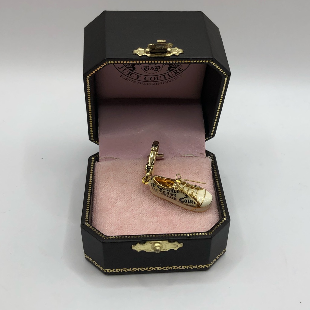Juicy Couture Logo Sneaker Charm New In Box Cream Goldtone